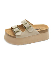 כפכפי פלטפורמה עם רצועות עור ואבזמים מייגן